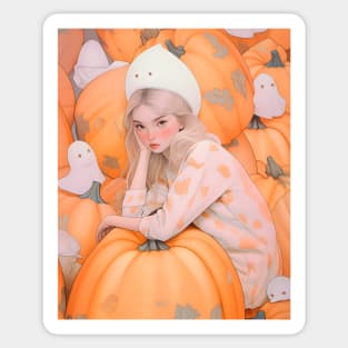 Halloween Pumpkin Girl Sticker